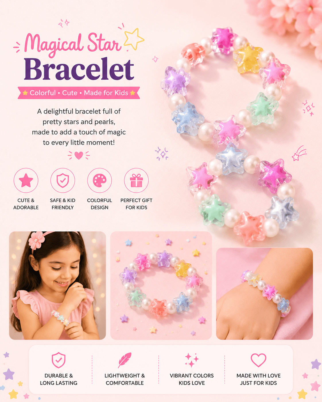 Magical Star Bracelet for Kids – Colorful Beaded Stretch Bracelet